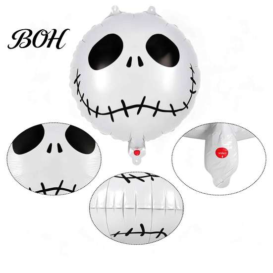 Table Decoration Supplies 12PCS Halloween Skull Balloon Set, Aluminum Foil Balloons, Black And White Reusable Mylar Balloons Striped Realistic