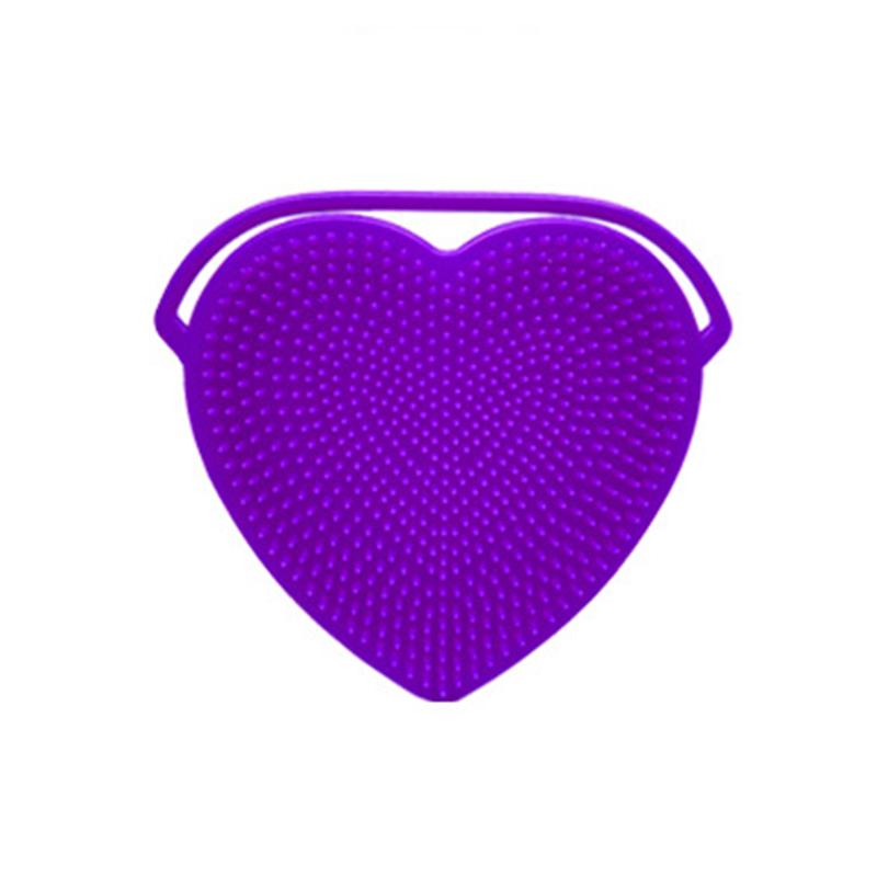 Heart Shaped Silicone Facial Brush Double-sided Scrabber Hanging Brush Soft Cleansing Brush Portable Exfoliating Beauty Brush