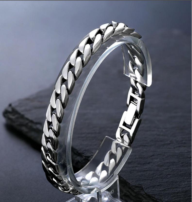 New Simple Retro Style S925 Silver Bracelet for Men Women Buckle Cuban Chain for Parties and Gifts Fine Silver Jewelry