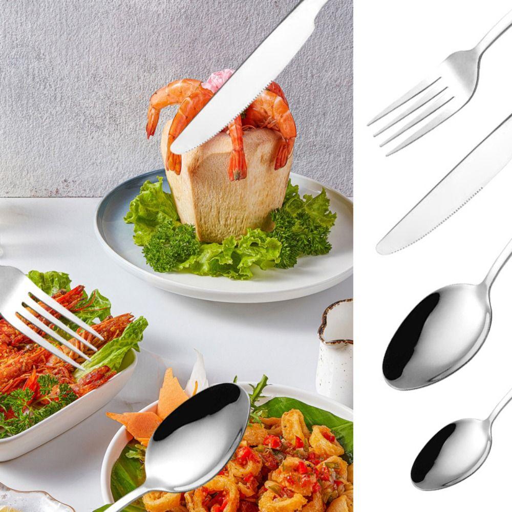 24pcs Mirror Polished Steak Cutlery Set Vintage Kitchen Flatware Set Fork Spoon Set  Weddings