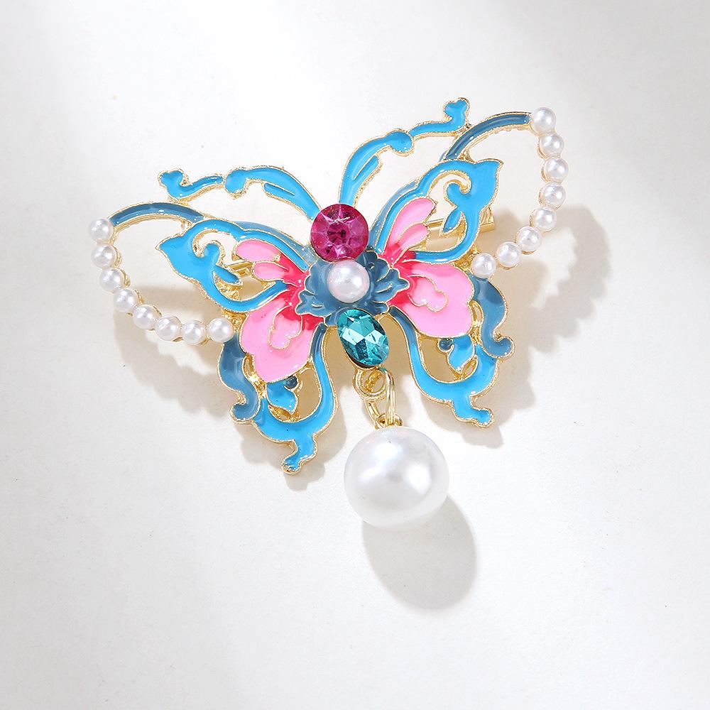 Broșă Emailată Fluture Stil Chinezesc Pandantiv Perlat Pictat Manual Design Elegant Simplu Accesorii Corsaj Cheongsam & Ace de Îmbrăcăminte