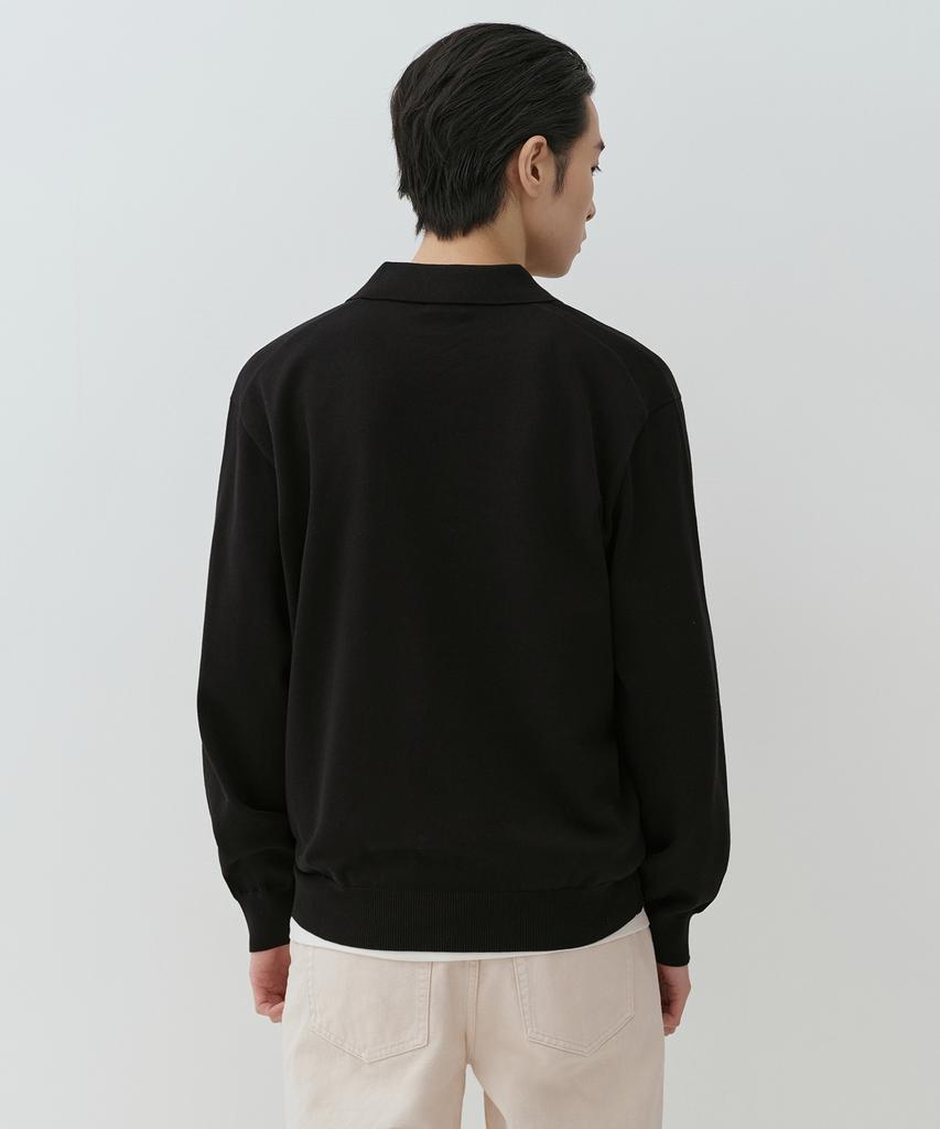 MUSINSA STANDARD Washable Supima Cotton Long Sleeve Knitted Polo Shirt [Black]