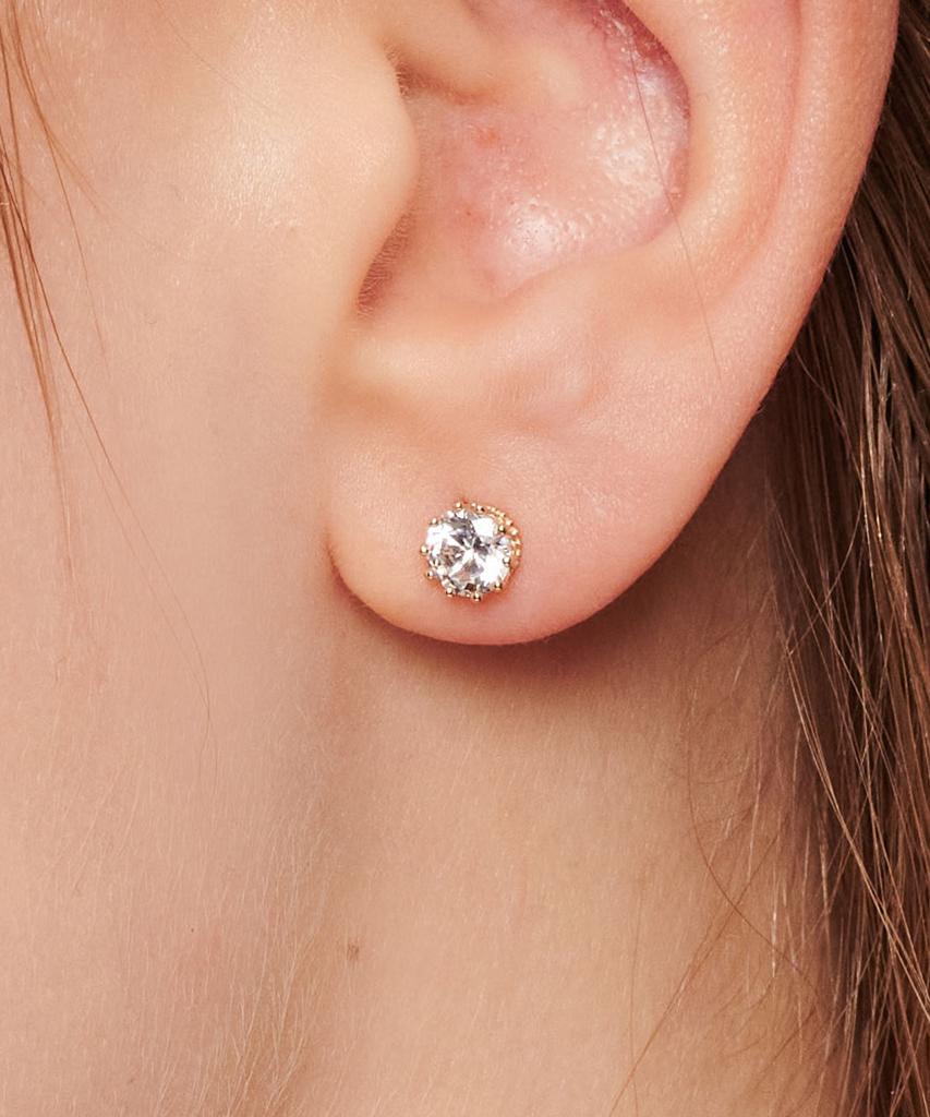 Loveenb [14K Gold] Simple Cubic Point Earrings