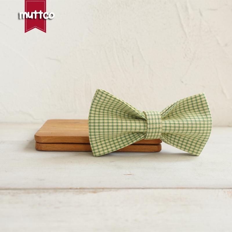 MUTTCO Thickened Dog Collar, Leash & Bowtie Set UBT-106 M (11x6 cm)
