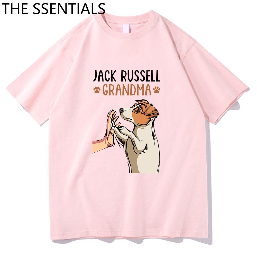 Jack Russell Terrier Mama T-Shirt Unisex Harajuku Lustige süße Hund Oma T-Shirts Unisex Cartoon Ästhetische Grafik Tägliche Baumwoll-T-Shirts