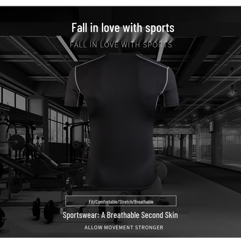 Men's Quick-Dry Compression Running T-Shirt - Breathable, Sweat-Wicking, Elastic Fit for Outdoor Sports and Gym Training