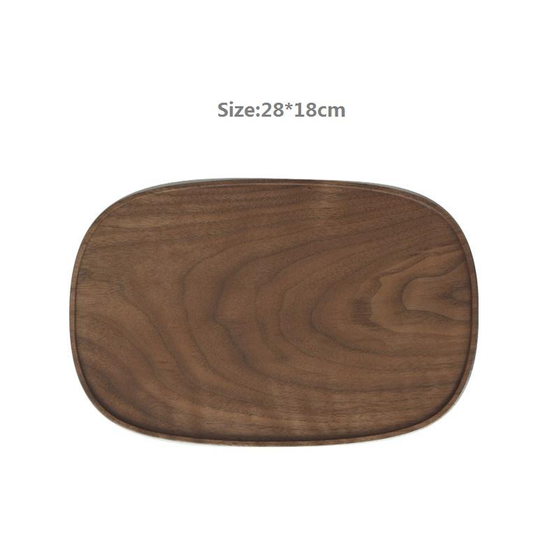 HeMu Black Walnut Whole Wood Lace Tray Bread And Fruit Snack Plate Plum Blossom Edge Tea Tray Restaurant Hotel Coffee Shop Tray