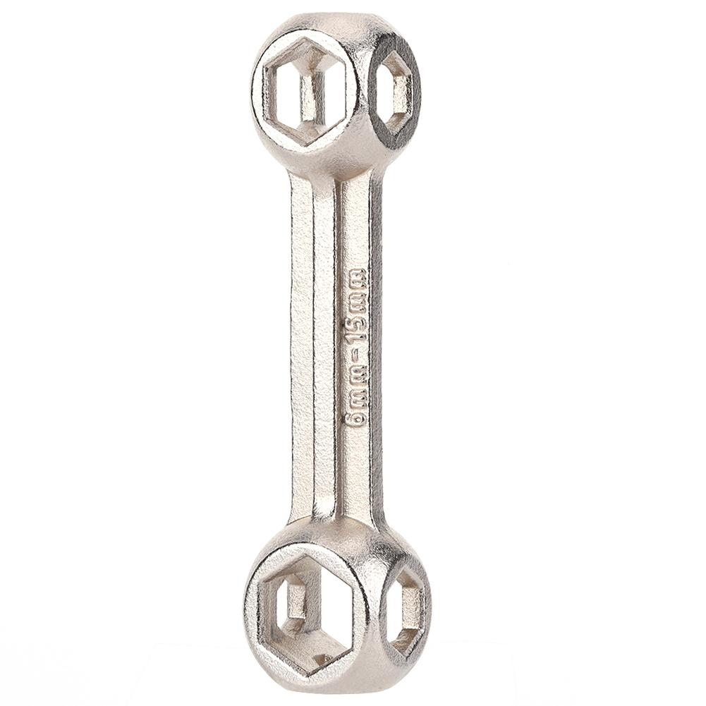 

10 In 1 Bike Repair Hexagon Wrench Multifunction Mini Portable Wrench Dog Bone Shape Bicycle Repair Tool for Cycling срібний