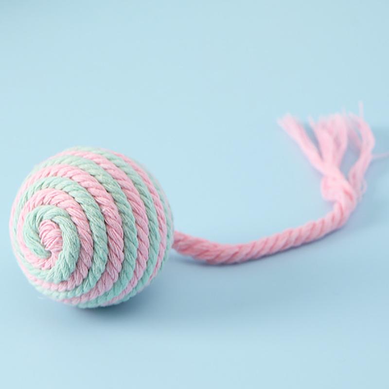 2026 Cat Colorful Cotton Rope Weave Ball Teaser Play Chewing Scratch Catch Toy Interactive Scratch Funny Chew Toy for Pet Cat Dog