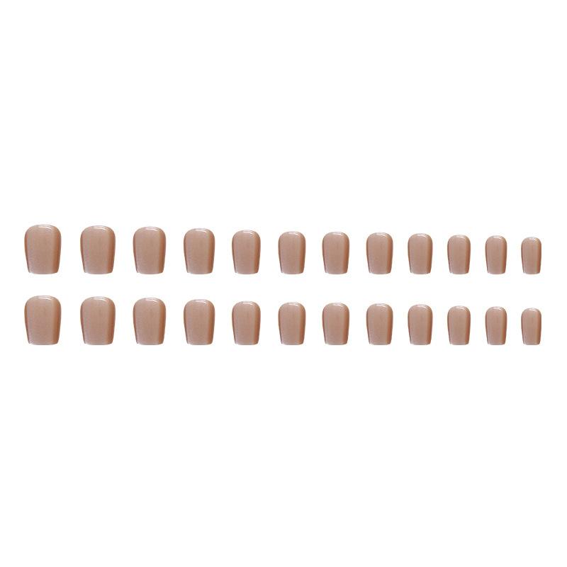24 Pieces Pure Desire Cat's Eye Nude Wear Nail Small Short T Ballet Nail Flash White Fake Nail Wear Nail Can Be Mixed Batch