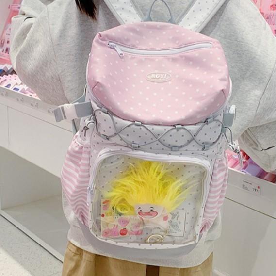 Schoolbag Japanese junior high school backpack for girls and students Large capacity two-dimensional double shoulder transparent pain bag backpack