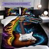 1PC Music, guitar Theme Bedding Quilt Set Quilt Cover Pillowcase Home Decoration Birthday Gift (1 * duvet cover +  2* pillowcase, without core)