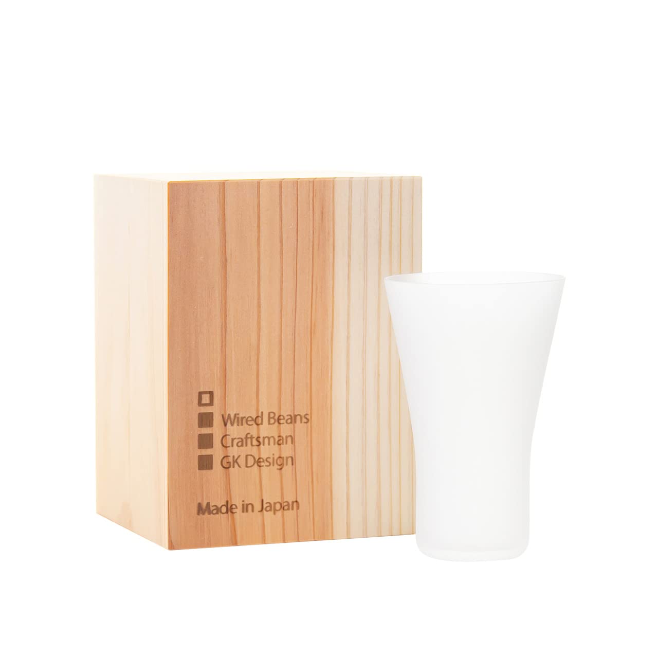 

Wired Beans Eternal Sake Tumbler, Usubluffed Japanese Sake Glass, 130ml, Comes in a Japanese Cedar Box (Frosted)
