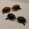 2 Pairs of Western Retro Wide Leg Cool Polygonal Street Fashion Decoration Oval Glasses with Metal Hinges