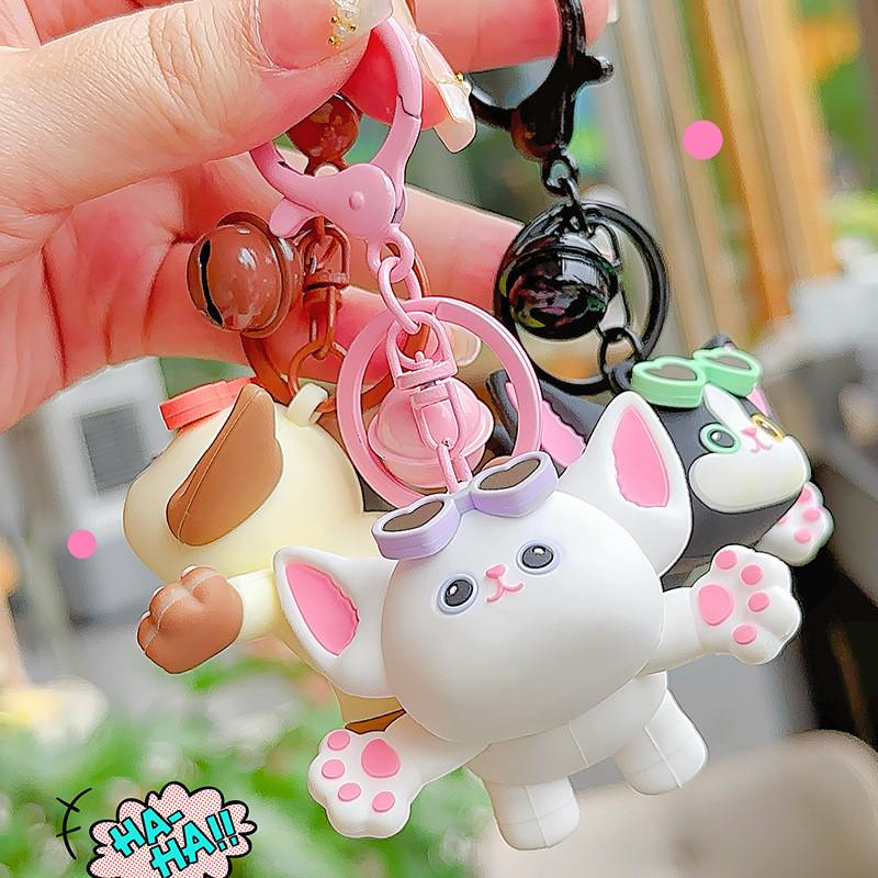 Jinnew Cartoon Fun Devon Rex Cat Sunglasses Keychain Collectible Gift For Cat Lovers And Friends