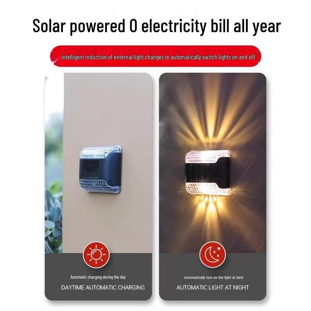 Solar Garden Wall Light - Outdoor Courtyard Decorative LED Night Light with Up and Down Illumination