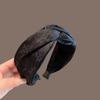 Women's High-End Black Knotted Headband - 2025 Embroidery Jacquard Wide Hair-Pressing Fashion Clip