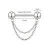 Right Grand ASTM F136 Titanium Threadless Push Pin Nipple Shield Ring with Double Chain Dangle 14G Barbell Piercing Jewelry