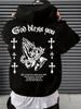 European and American Men's Gothic Cross Print Soft and Elastic Comfortable Hooded Sweatshirt Outdoor High Street Clothing