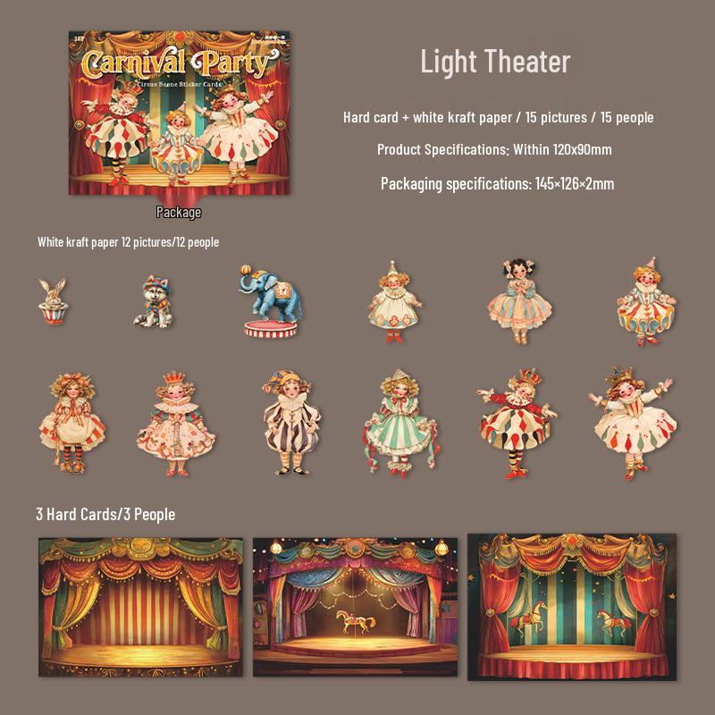 Carnival Circus Scenery Sticker Pack: 15 Sheets, 6 Styles