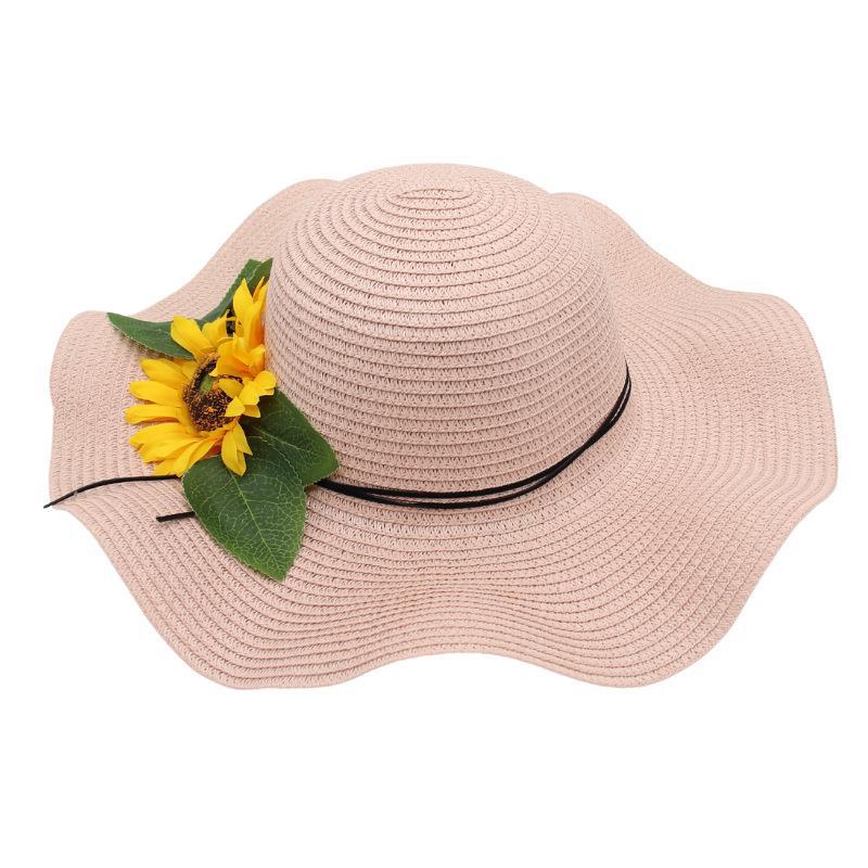 Straw Hat Ladies Straw Hat Vacation Sun Protection Sun Hat Wave Edge Knitted Hat Flower Sun Hat