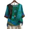 Ethnic Style Women's O-neck Digital Vintage Print Loose Shirt Half Sleeve Blouses Tops Women Harajuku Casual Pullover