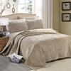 Velvet Embroidered Bedspread Set 3-Piece Plush Coverlet with 2 Pillowcases King Queen Size Soft Quilted Blanket Home Decor Quilt