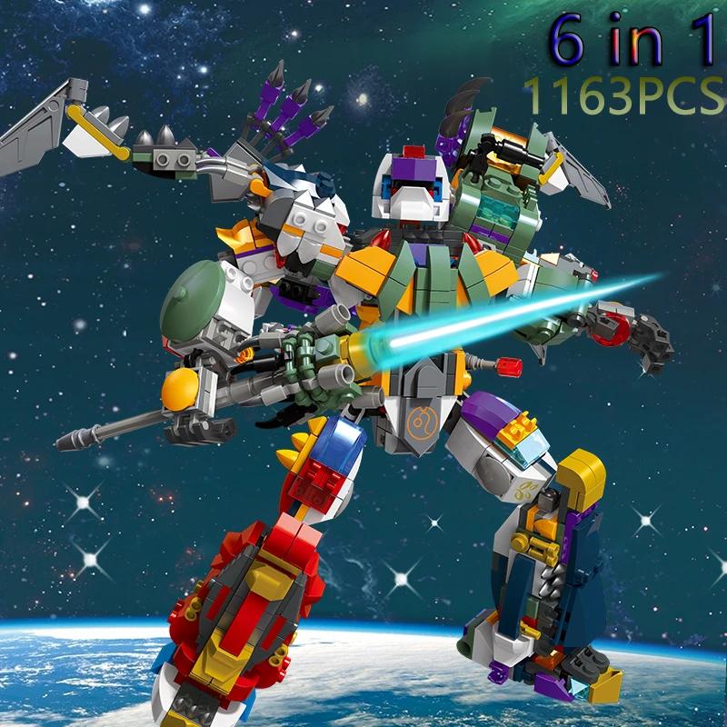 

1163PCS Constellations Mecha Robot Building Blocks 6 In 1 Joint Movable Robot Model Bricks Children’s Educational DIY Toys Gifts No Box