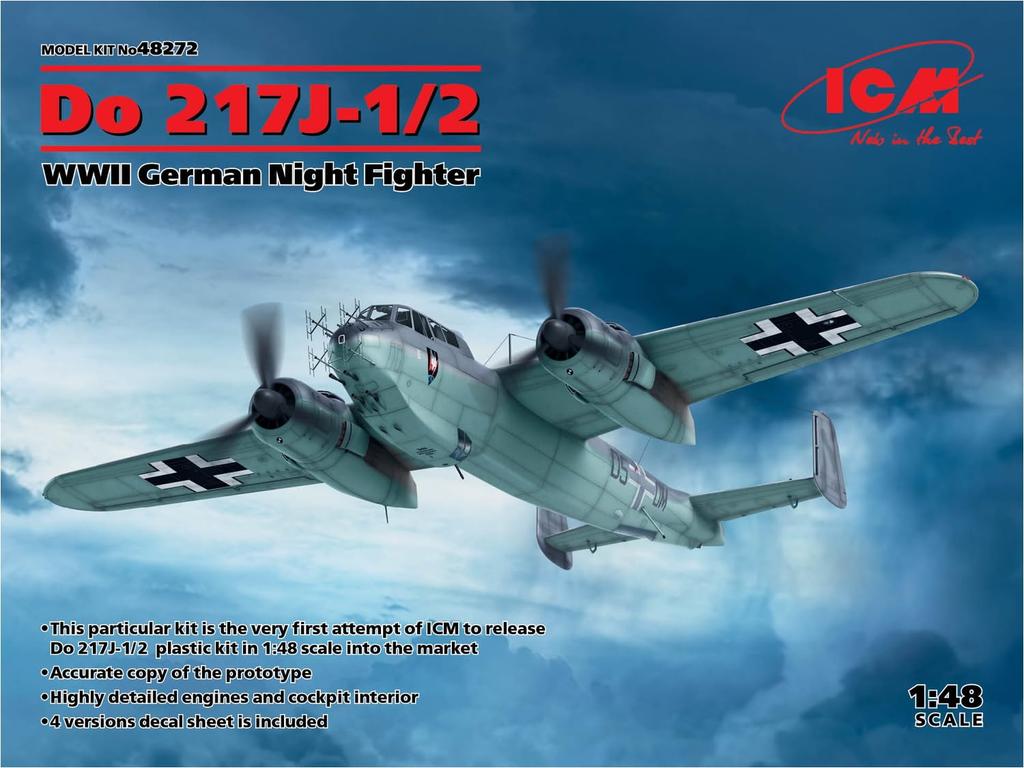 ICM Scale German Air Force Dornier Night Fighter Plastic Model Kit 48272 1/48 Do217J-1/2