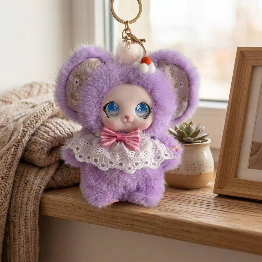 Bowknot‘ Plush Rabbit Doll Keychain Big Ear Rabbit Hanging Ornament Birthday Gift