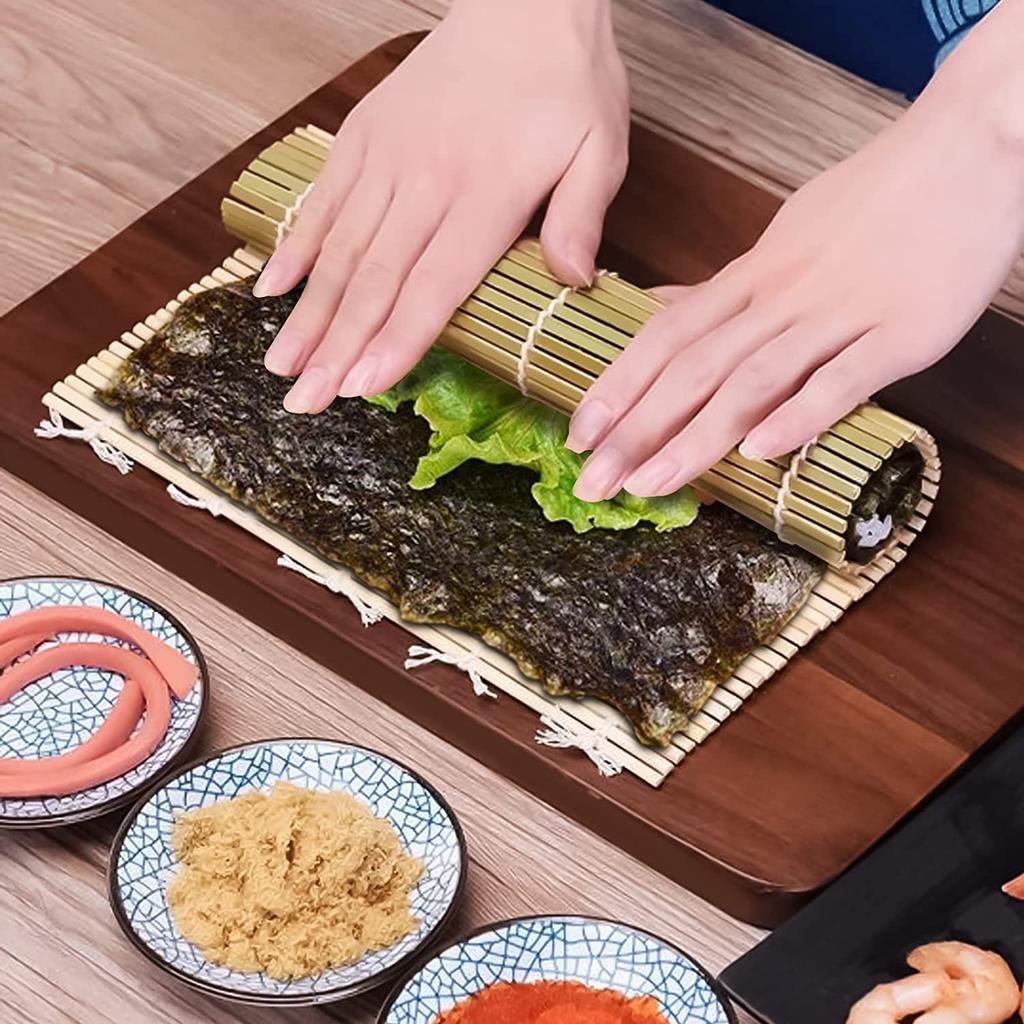 HUMTSO Sushi Making 12 Piece Sushi DIY Sushi Maker Kit for Includes Sushi Bamboo Avocado Rice Chopstick Guidebook Kit, Set, Beginners, Mat,