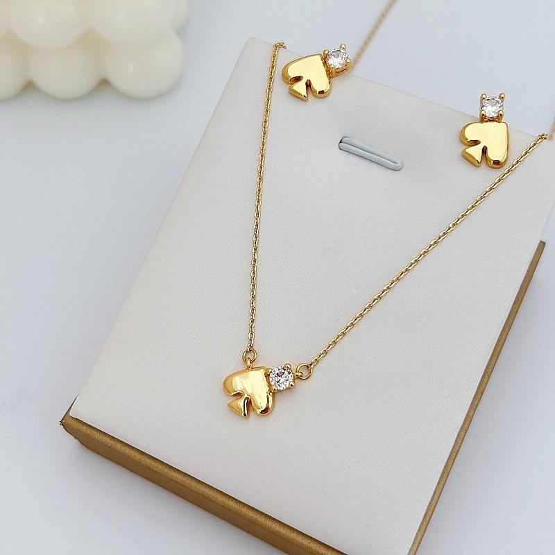 High-End Glossy Love Zircon Necklace Gentle And Elegant Temperament Niche Earrings Exquisite Versatile Necklace Women