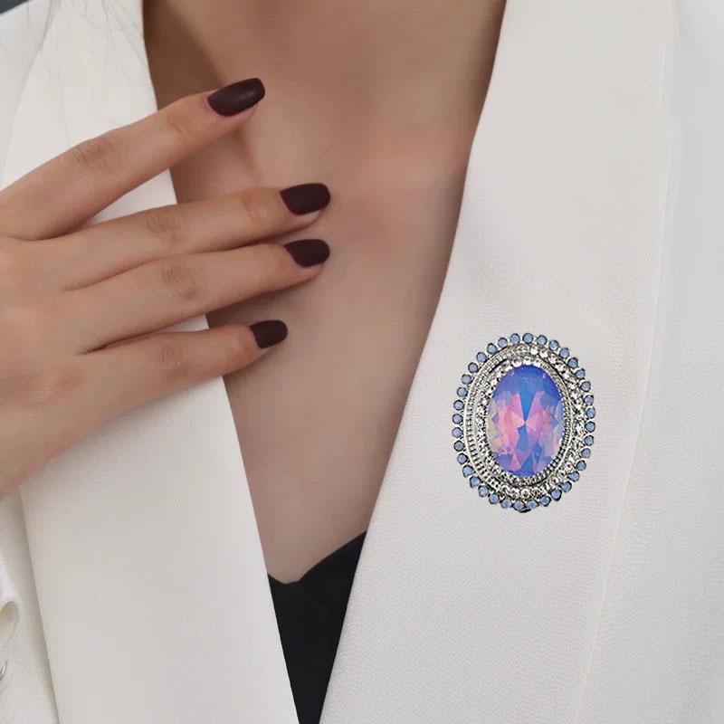 Bunter ovaler Faux-Kristall Schalclip & Korsage für Abendkleid für Damen