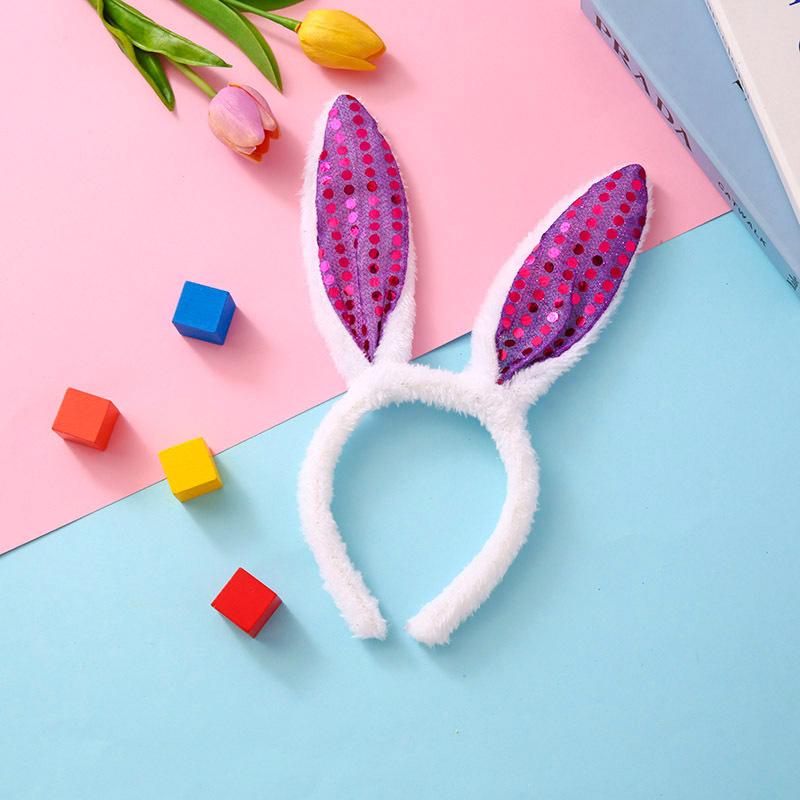 1PC Plush Sequin Rabbit Ear Headband Cross-border  Children's Holiday Party Halloween Dressing Headwear.