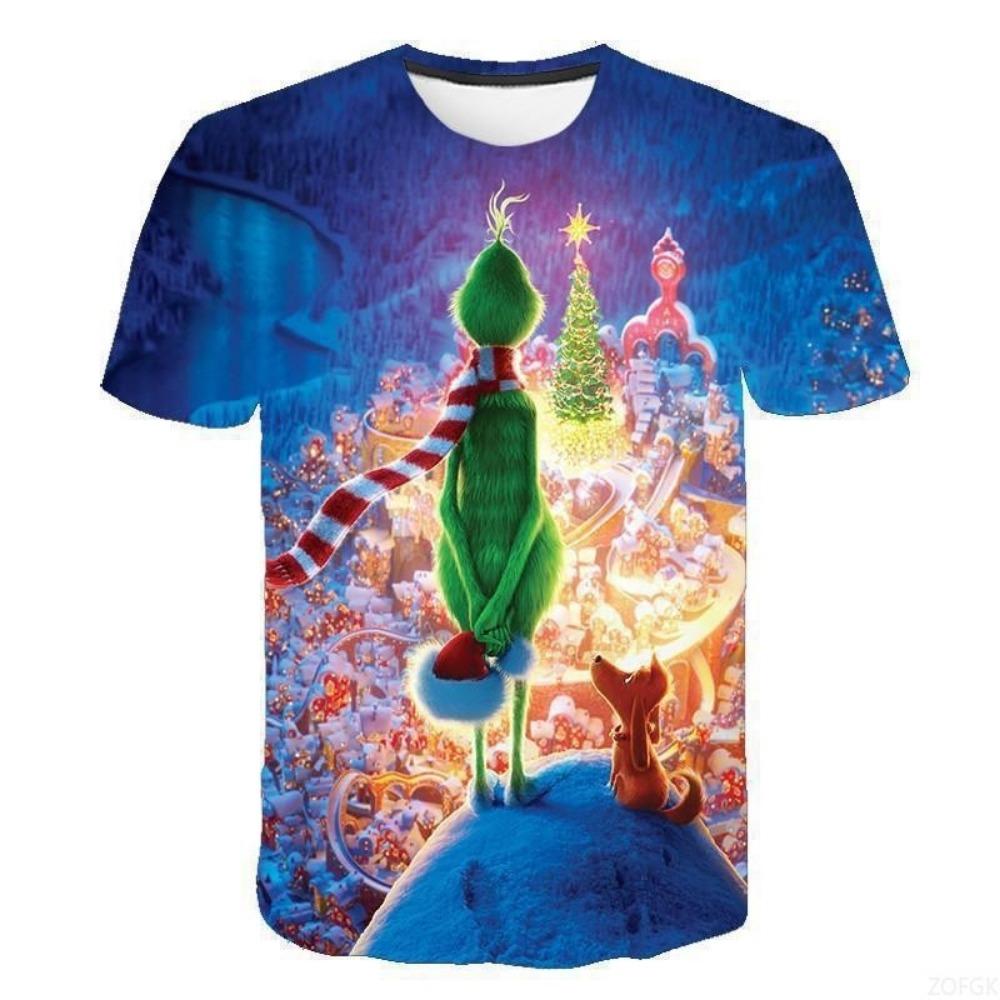 Summer 2025 New Green Hair Monster Grinch 3D Digital Printed Casual Loose Breathable Women's Short Sleeved T-shirt