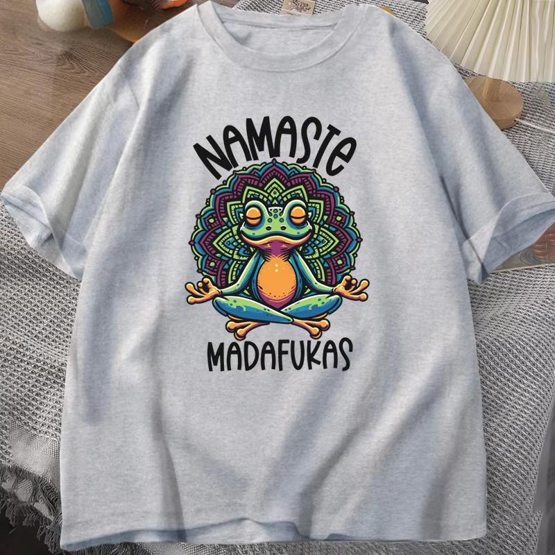 Summer men's 100% pure cotton T-shirts and women's frog-printed short-sleeved shirts, interesting round-neck soft cotton clothes