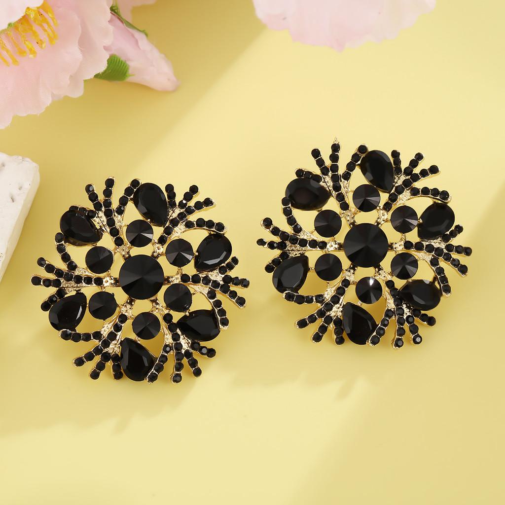 Geometric Alloy Sparkling Earrings With Gold Posts For Women Wedding Party