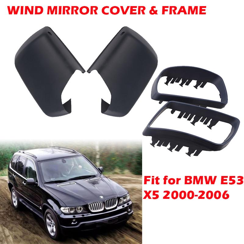 

Подходит для BMW E53 X5 2000-2006, крышка бокового зеркала с рамкой, матовые черные колпачки для зеркал заднего вида, автомобильные аксессуары Type2Mirror CoverR
