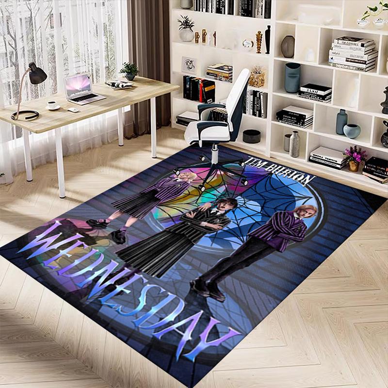 1pc Tim Burtons Wednesday Carpet for Playroom Bedroom Living Room Sofa Home Decor,kids Game Area Rug Non-slip Floor Mat Y82673