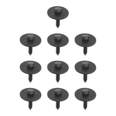 VekAuto 10 Pcs Car Fender Liner Splash Shield Bumper Cover Screw Durable Metal Black