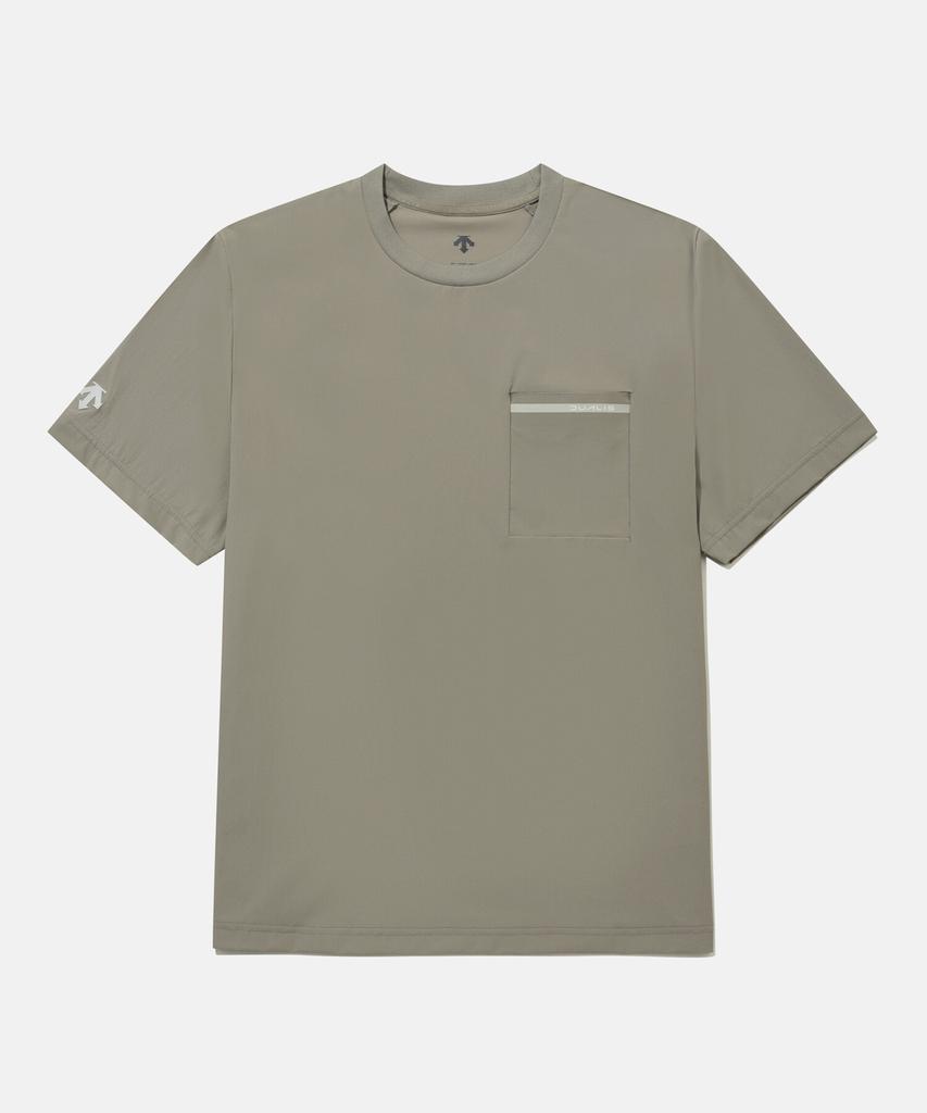 DESCENTE Dualis Air Stretch Woven Short Sleeve T-Shirt Khaki Sr221Dts41
