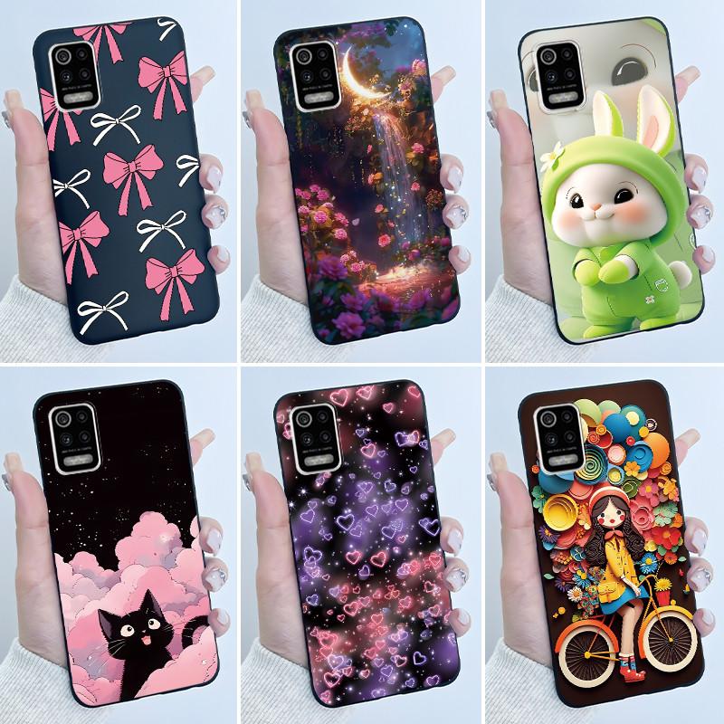 Case For LG K52 Q52 K62 Phone Case Luxury Cute Love Rabbit Funny Ultra Thin Slim Soft Black TPU Silicone Protective Back Cover