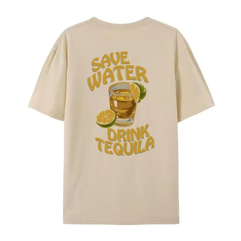 Women Unisex Back Print Tequila T Shirt Hippie Funny Alcohol Drinking TShirt Retro Tequila Lover Graphic Tee Summer Loose Top Gift