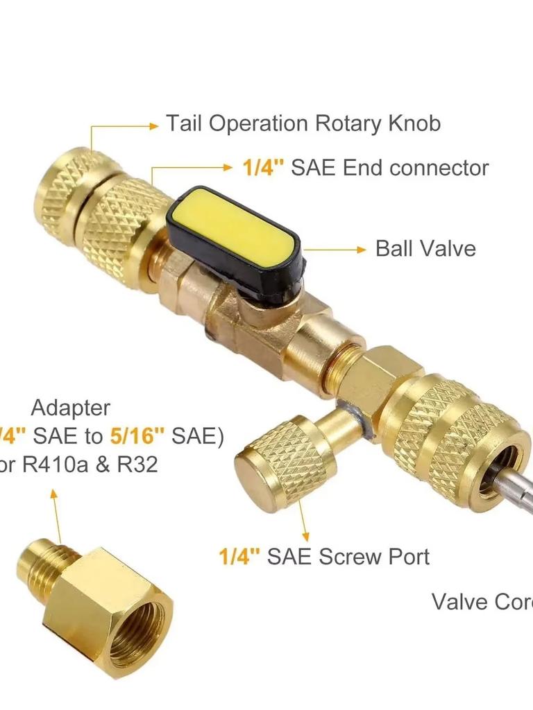 NEUER Ventileinsatz Entferner/Installateur mit Doppelgröße SAE 1/4 & 5/16 Anschluss Klimaanlagenleitungs-Reparaturwerkzeuge