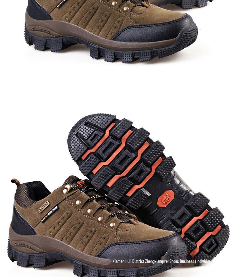 Men's Leather Non-slip Hiking Shoes - Large Size, Thick Sole, Outdoor Sports.
