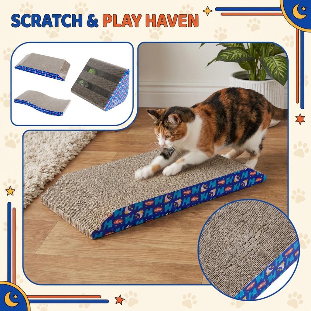 Premium Corrugated Cats Scratcher Pad - Comfortable Scratching Bed For Cats