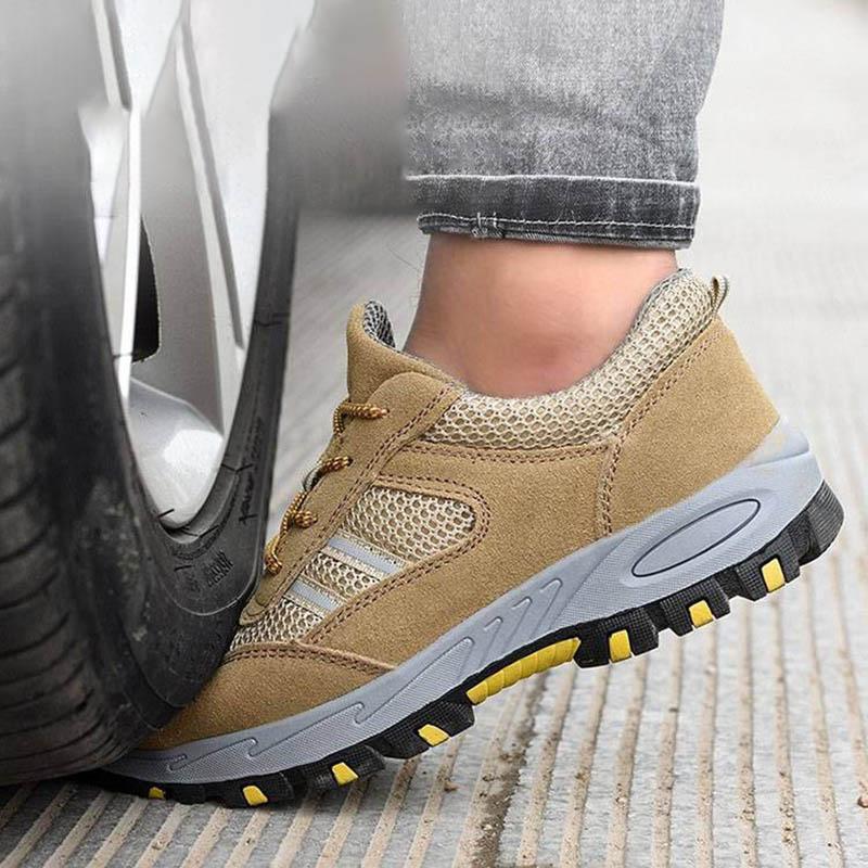 Oulylan Lightweight Breathable Industrial Safety Shoes Wear Resistant Steel Toe Work Boots Men Anti-smash Protection Footwear