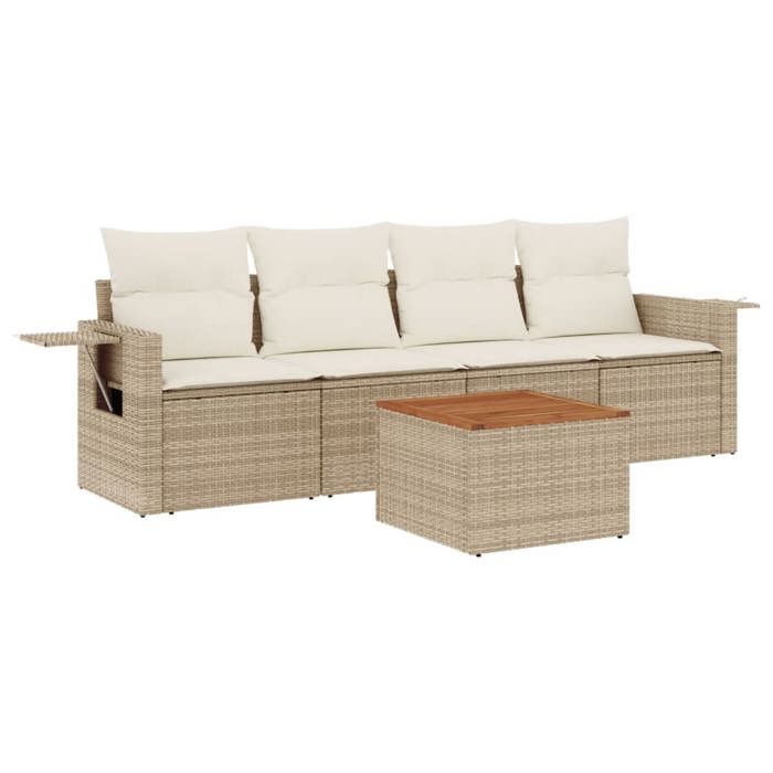 VidaXL Garden Lounge Set with Cushions 5 Pcs, Patio Sofas, Patio Furniture Set, Outdoor Furniture, Beige 3256772