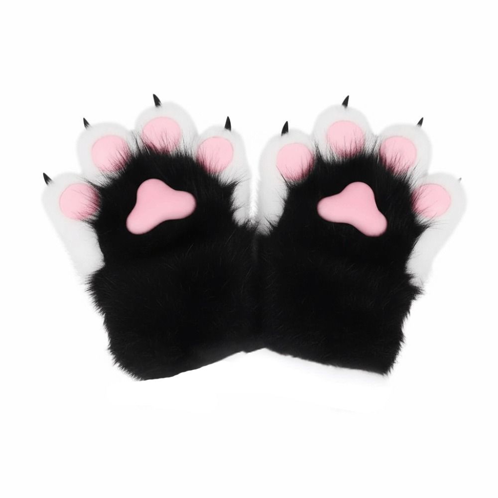 Kawaii Cartoon Cosplay Costume Gloves Warm Plush Furry Fursuit Gloves Squeaky Plush Cat Paw Gloves Anime Conventions