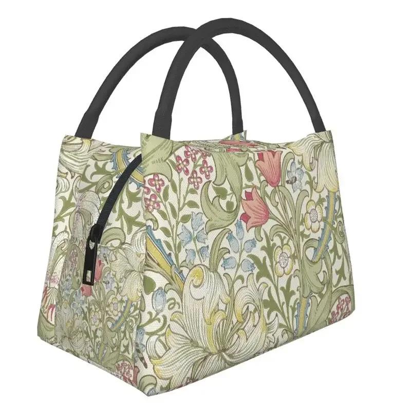 William Morris Insulated Lunch Bag for Outdoor Picnic Floral Textile Pattern Waterproof Thermal Cooler Lunch Box Women